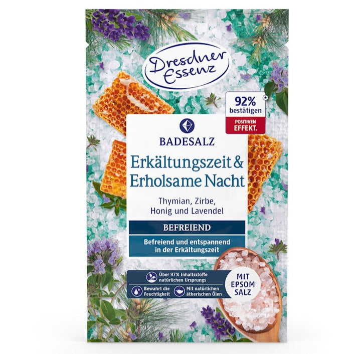 Dresdner Essenz: sól do kąpieli na przeziębienie i spokojny sen Epsom 60 g