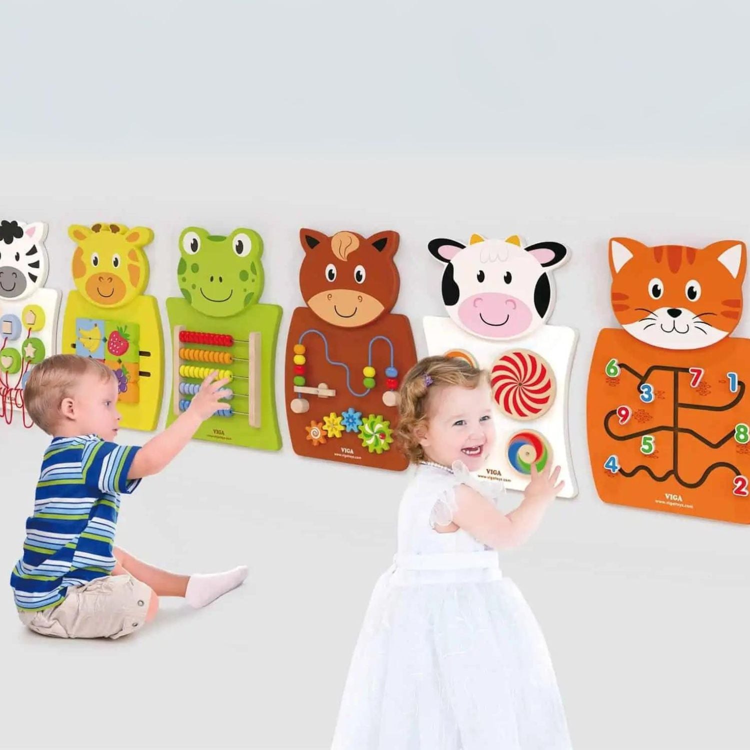 Viga Toys:  Drewniana Tablica Manipulacyjna Cyfry Kotek Certyfikat FSC Montessori