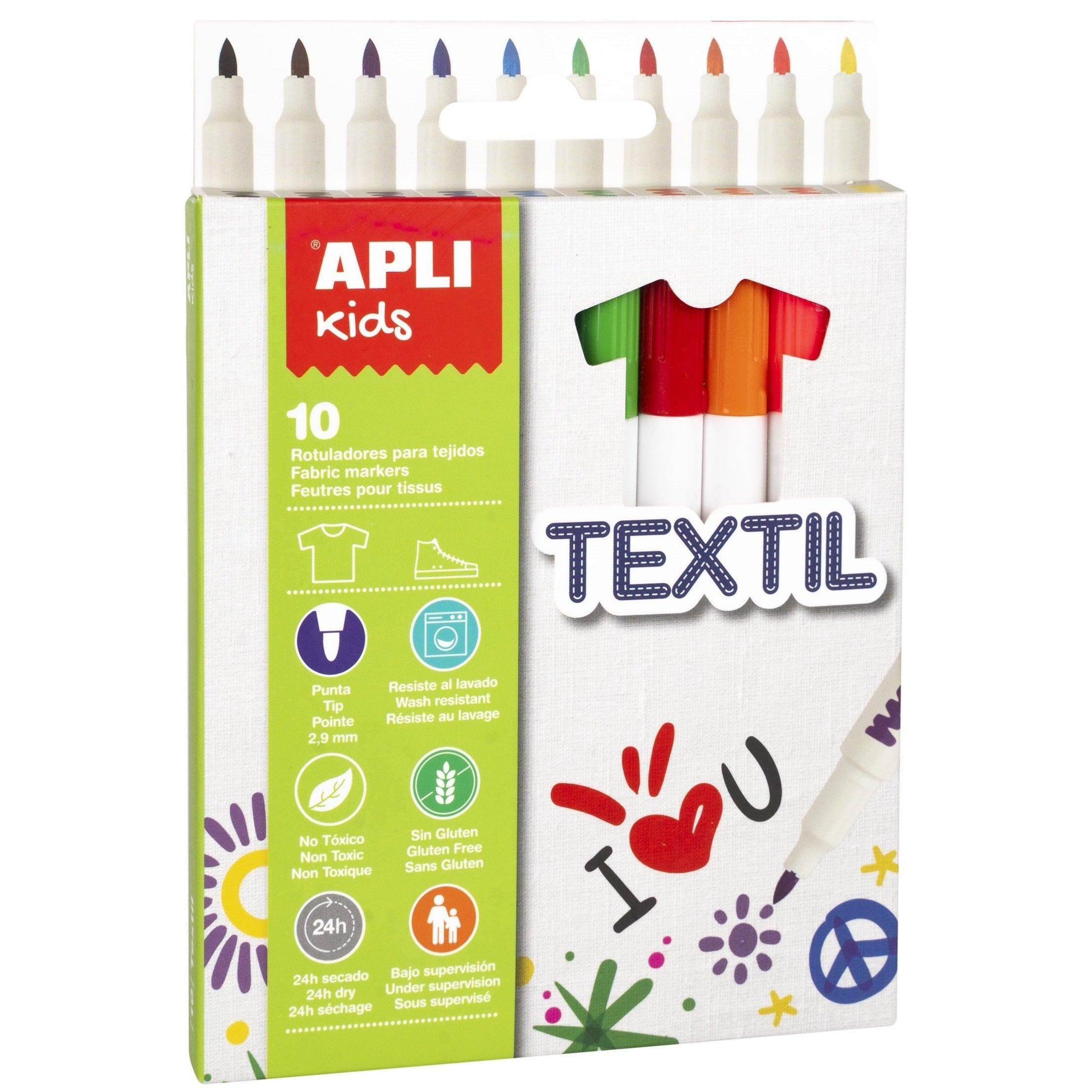 Apli Kids: textil -tpped fielt -tip lápiz 10 colores