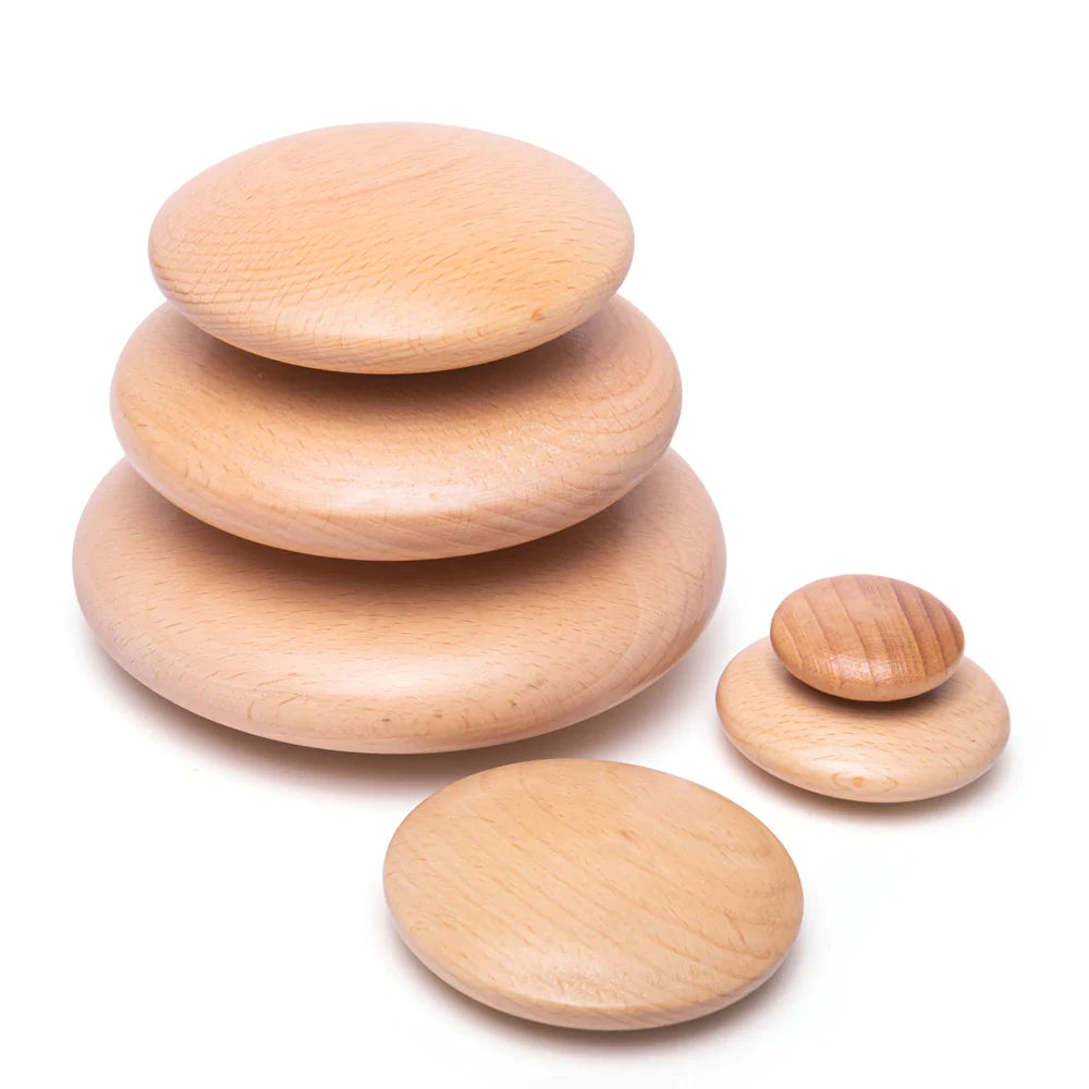 Bigjigs Toys: drewniane kamyki otoczaki Natural Stacking Pebbles - Noski Noski