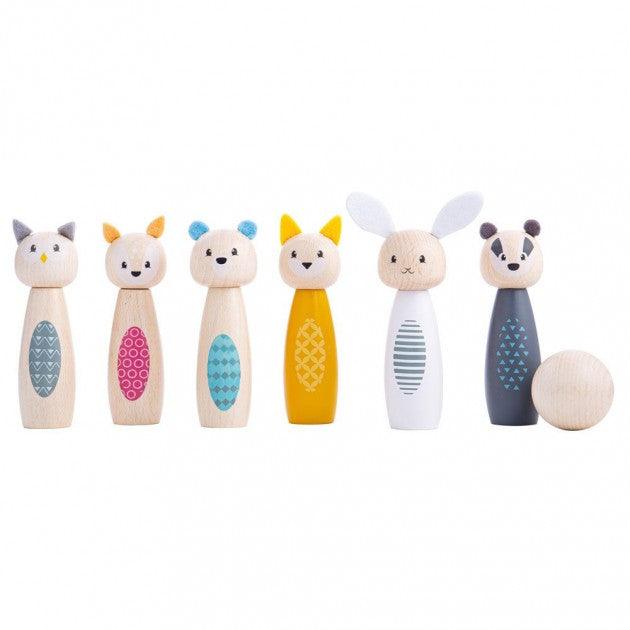 Bigjigs Toys: drewniane kręgle zwierzaki Animal Skittles - Noski Noski