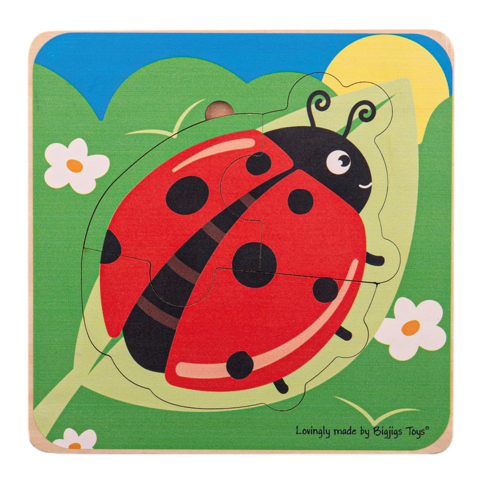 Bigjigs Toys: drewniane puzzle warstwowe biedronka Lifecycle Layer Puzzle - Noski Noski
