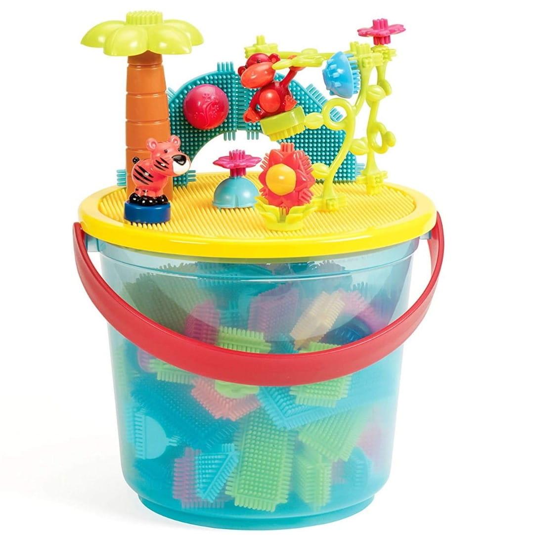 Bristle Blocks: klocki jeżyki w wiaderku Jungle Adventure Bucket 128 el. - Noski Noski