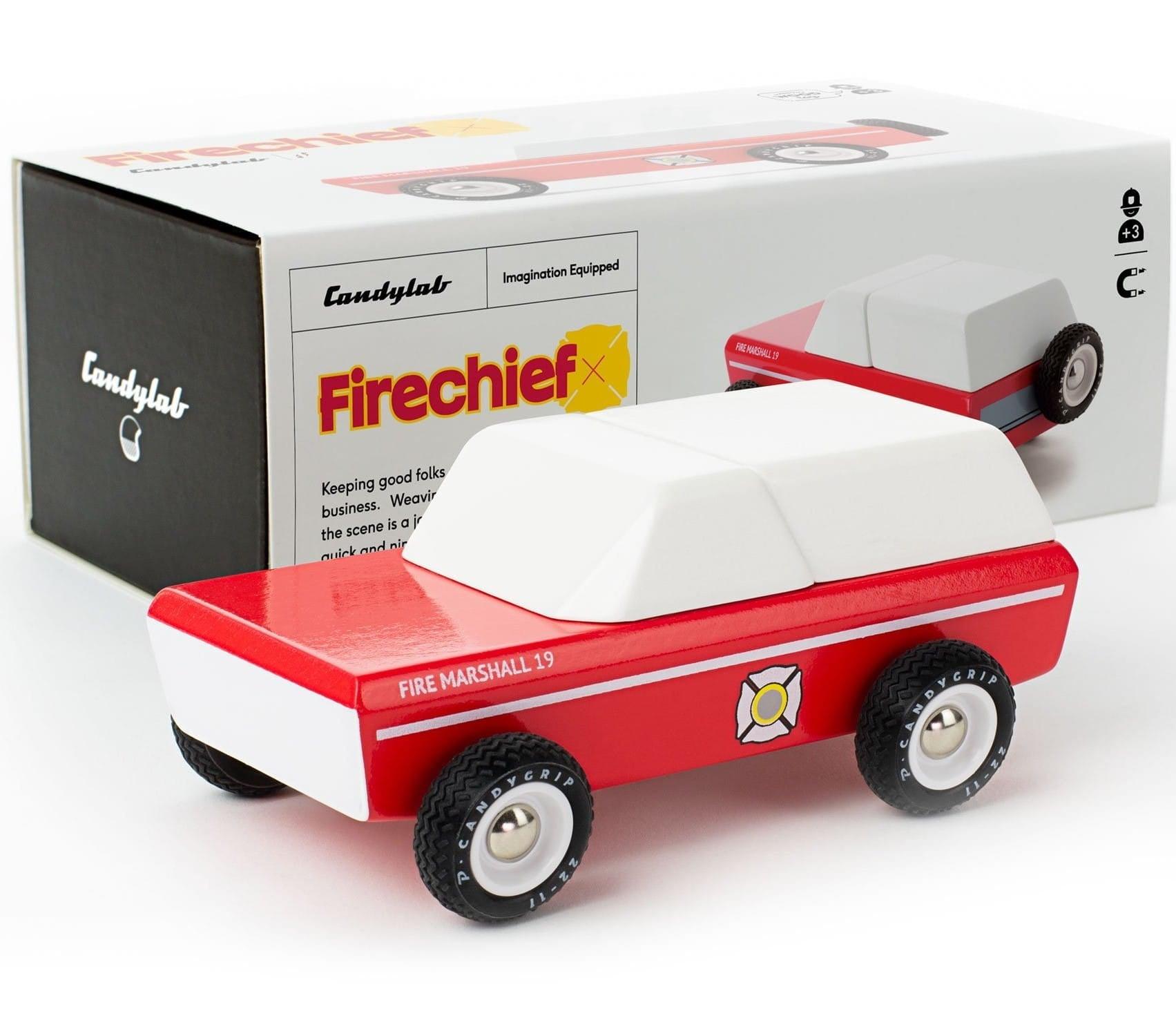 Candylab Toys: drewniany samochód straż pożarna Americana Fire Marshall - Noski Noski