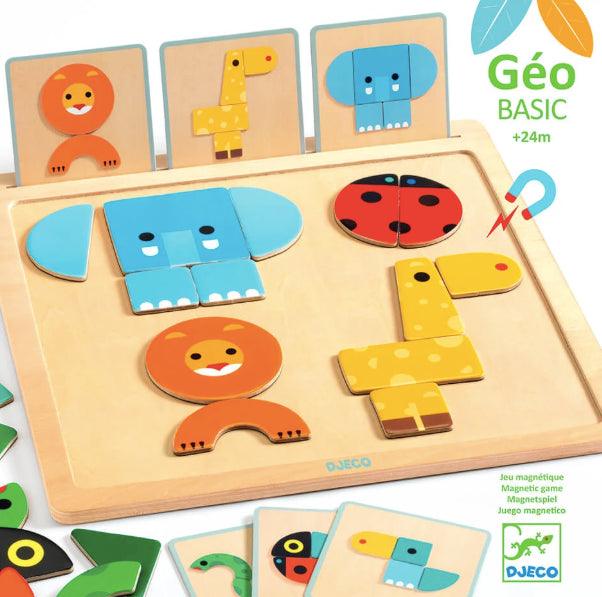 Djeco: drewniana układanka magnetyczna Geo Basic - Noski Noski
