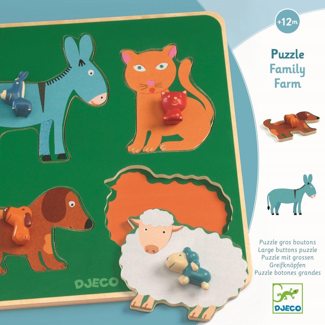Djeco: pierwsze drewniane puzzle Rodzina z Farmy - Noski Noski
