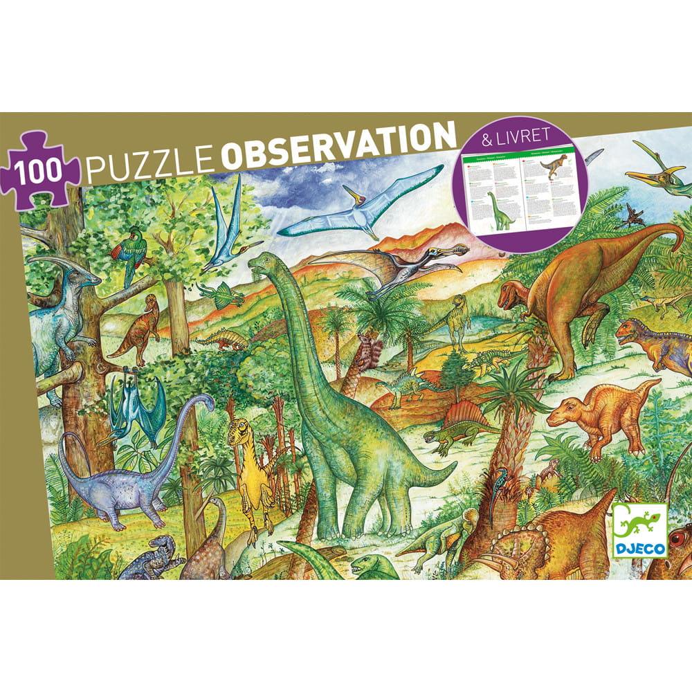 Djeco: puzzle obserwacyjne Dinozaury 100 el. - Noski Noski