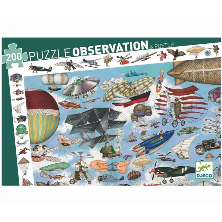 Djeco: puzzle obserwacyjne z plakatem Aero Club 200 el. - Noski Noski