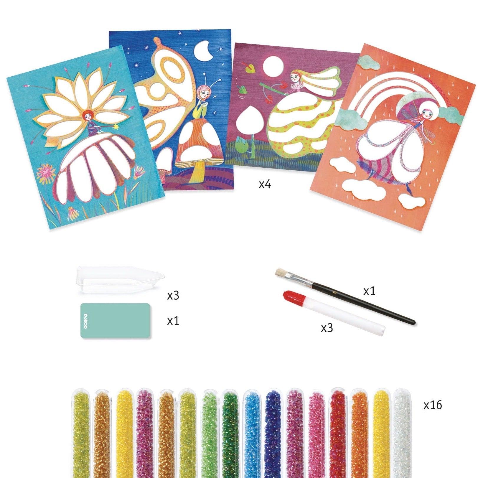 Djeco: zestaw artystyczny perłowe obrazy Wonderland Glass Beads - Noski Noski