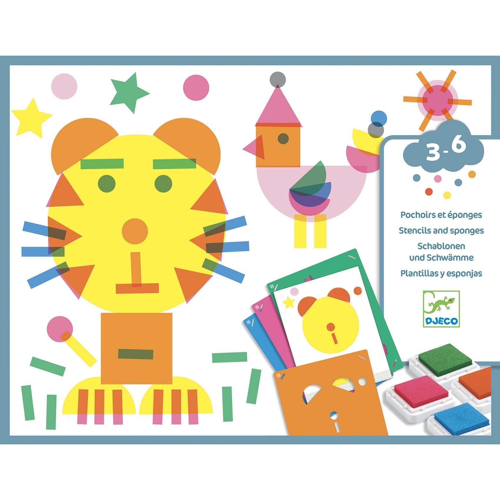 Djeco: zestaw artystyczny tusze Stencil & Sponge Activity - Noski Noski