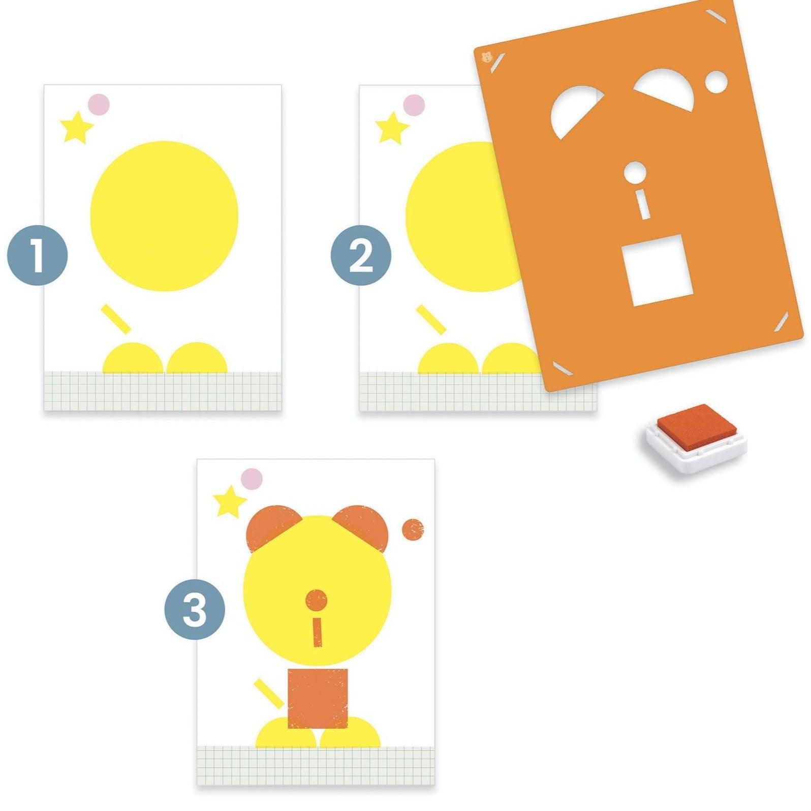 Djeco: zestaw artystyczny tusze Stencil & Sponge Activity - Noski Noski