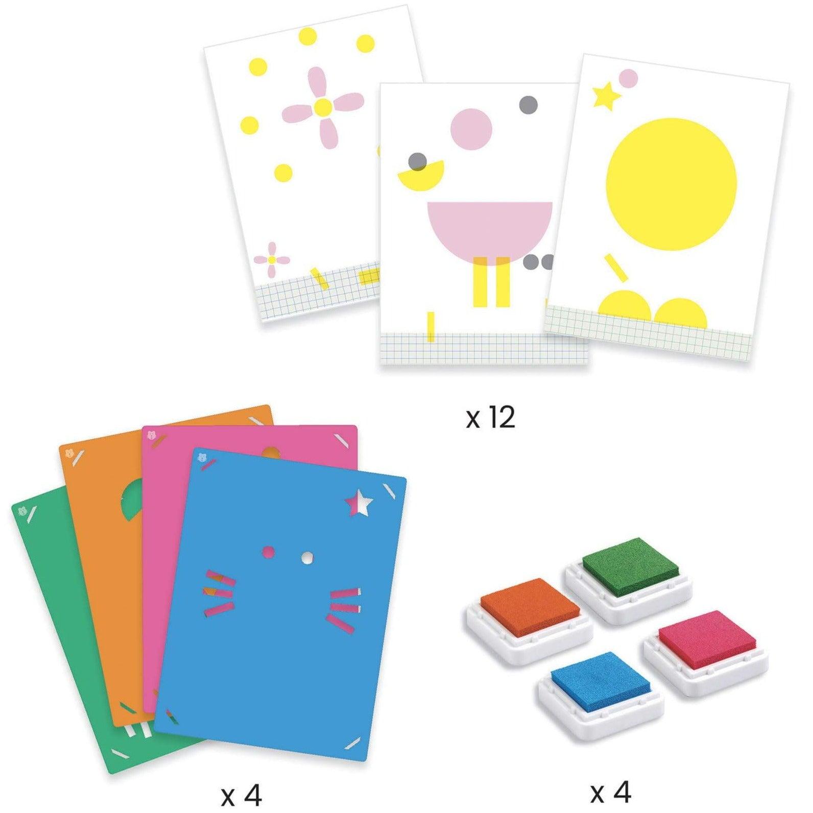 Djeco: zestaw artystyczny tusze Stencil & Sponge Activity - Noski Noski