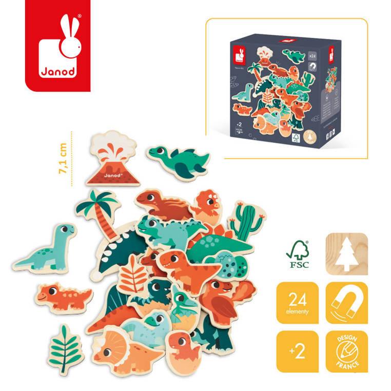 Janod: magnesy drewniane Dinozaury - Noski Noski