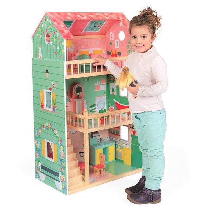 Janod: trzypietrowy domek dla lalek Happy Day Doll's House - Noski Noski