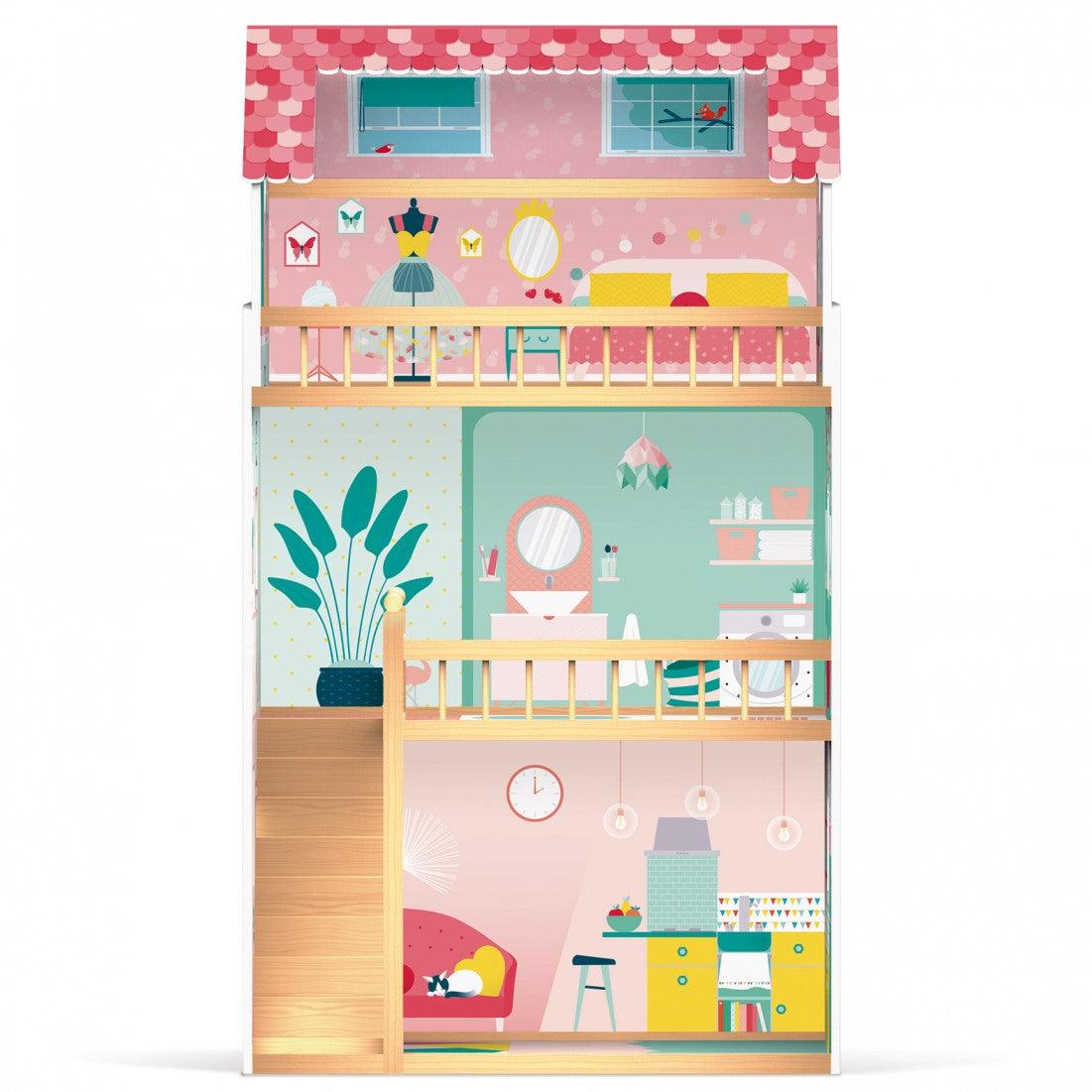 Janod: trzypietrowy domek dla lalek Happy Day Doll's House - Noski Noski