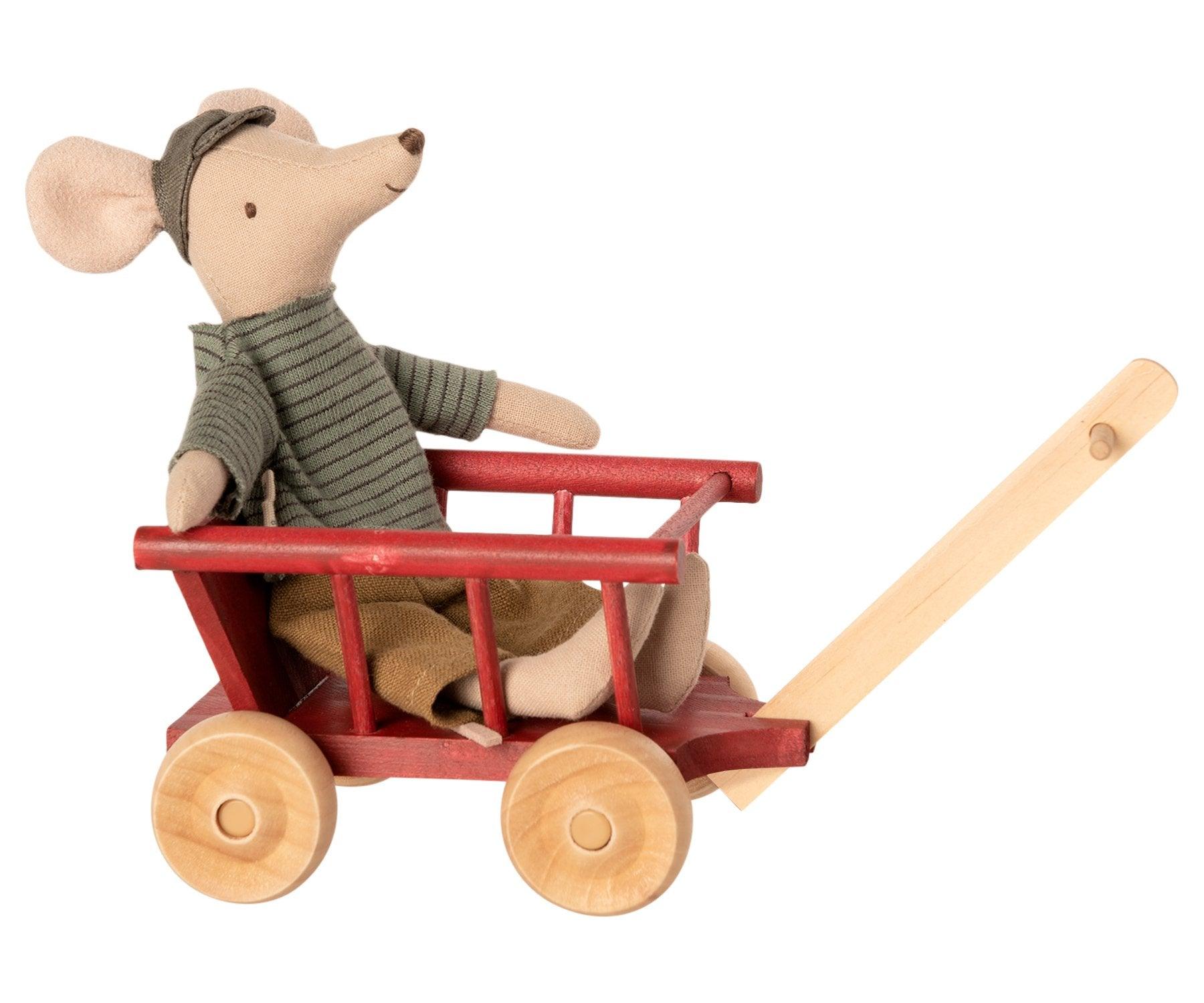 Maileg: drewniany wózek z dyszlem dla myszek Micro - Noski Noski