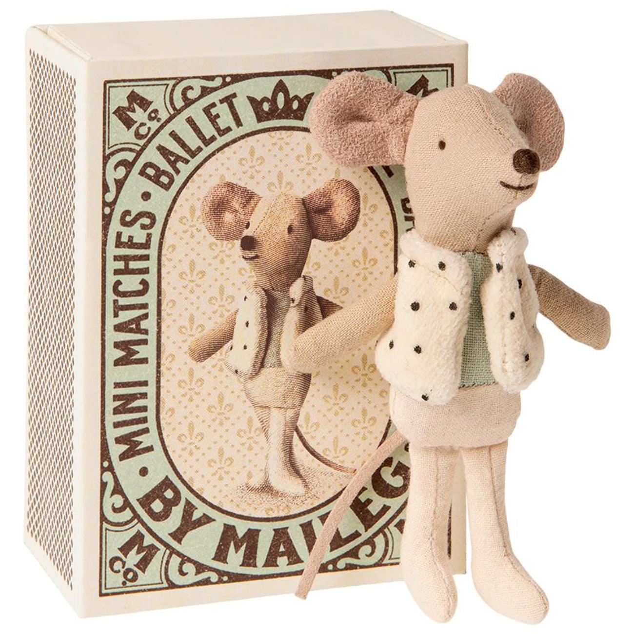 Maileg: myszka tancerz w pudełku Dancer in Box Little Brother 10 cm - Noski Noski