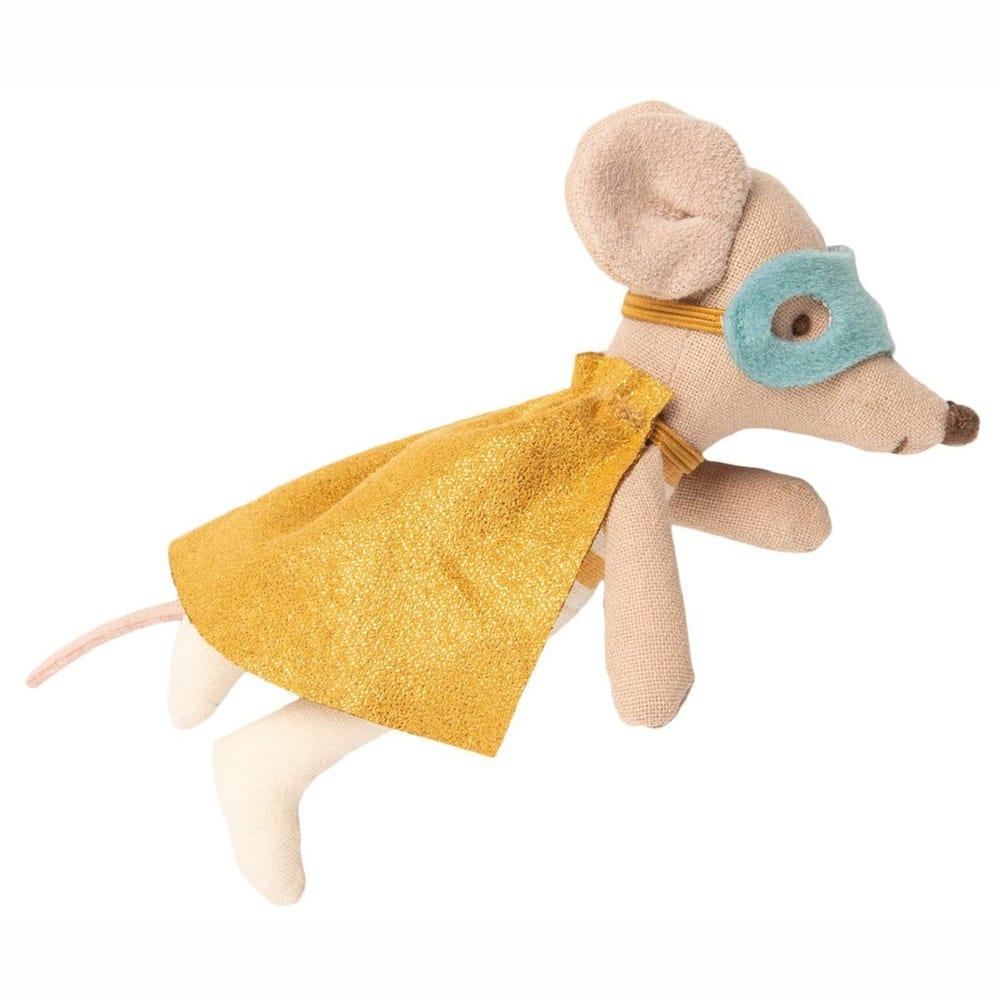 Maileg: myszka w walizce Superhero Little Brother 10 cm - Noski Noski