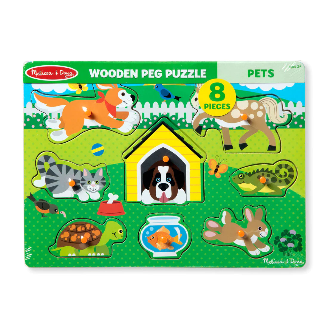 Melissa and Doug: drewniane puzzle z uchwytami zwierzaki domowe Wooden Peg Puzzle - Noski Noski