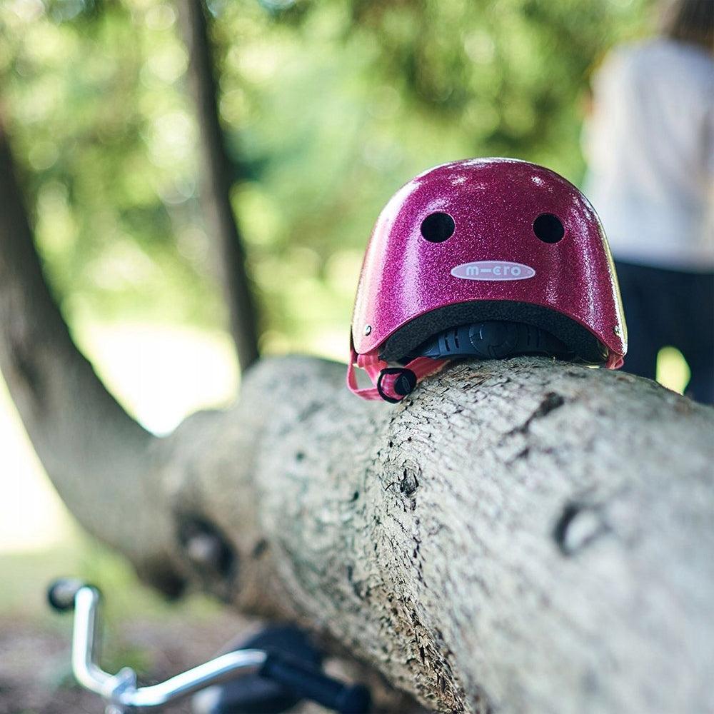Micro: kask dla dzieci brokatowy Glitter Pink - Noski Noski