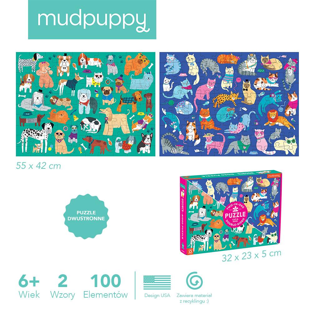 Mudpuppy: dwustronne puzzle Psy i Koty 100 el. - Noski Noski