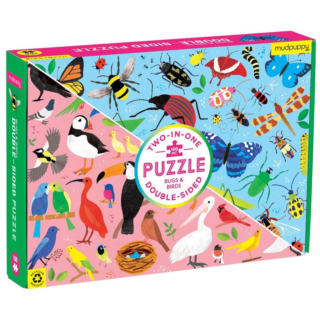 Mudpuppy: dwustronne puzzle Ptaki i Owady 100 el. - Noski Noski