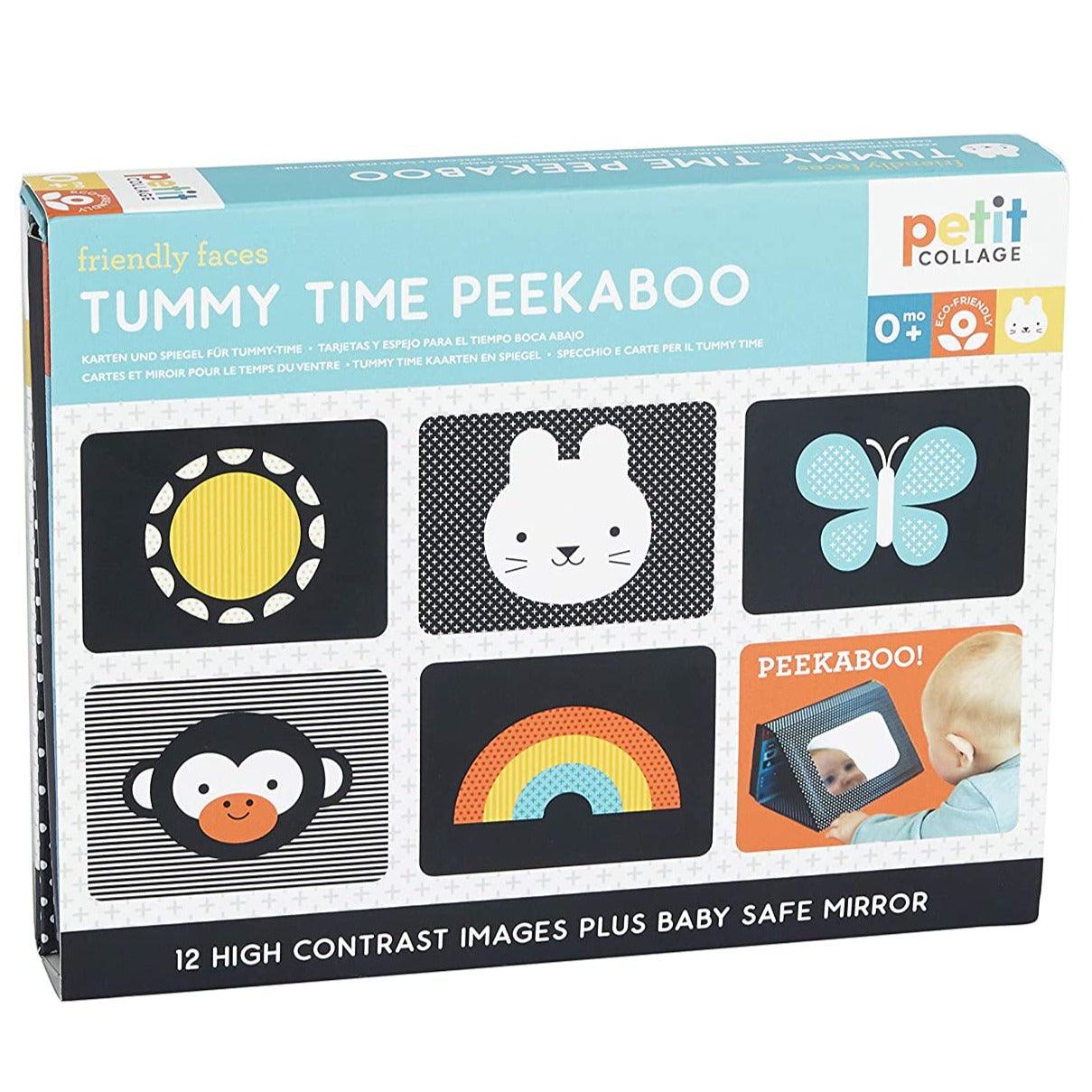 Petit Collage: kontrastowe karty z lusterkiem Tummy Time Peekaboo - Noski Noski