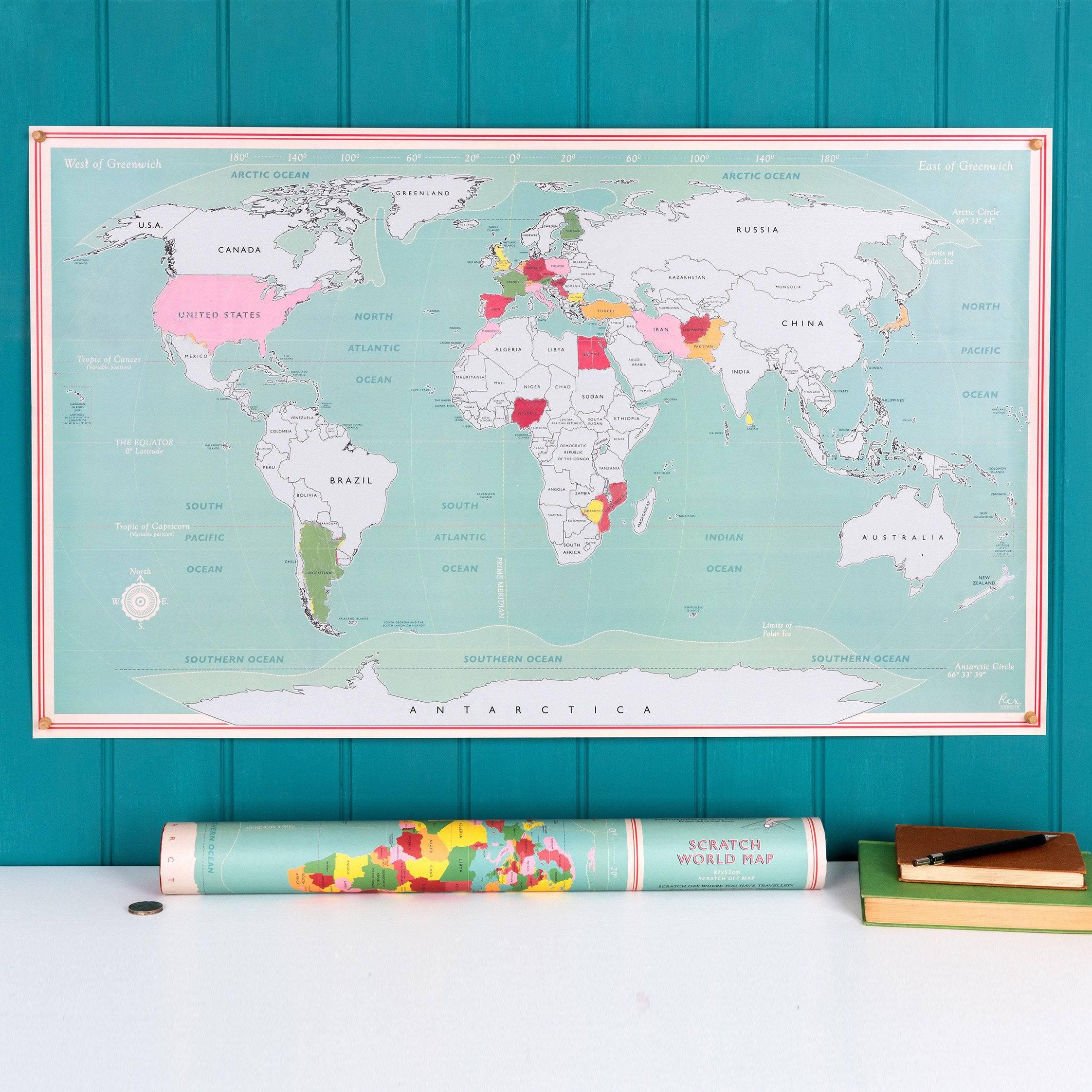 Rex London: zdrapka mapa świata Scratch World Map - Noski Noski