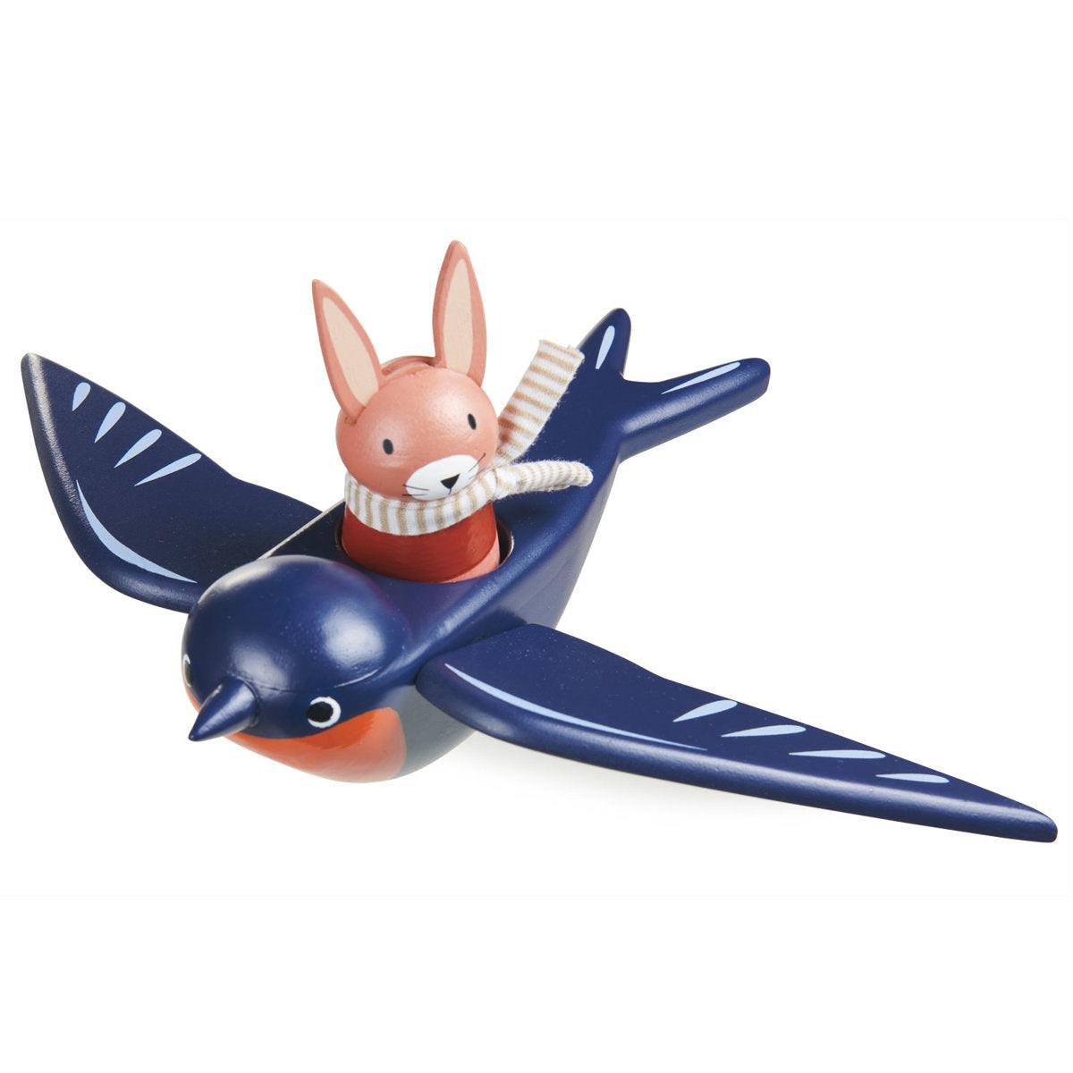 Tender Leaf Toys: drewniane figurki jaskółka i króliczek Swifty Bird - Noski Noski