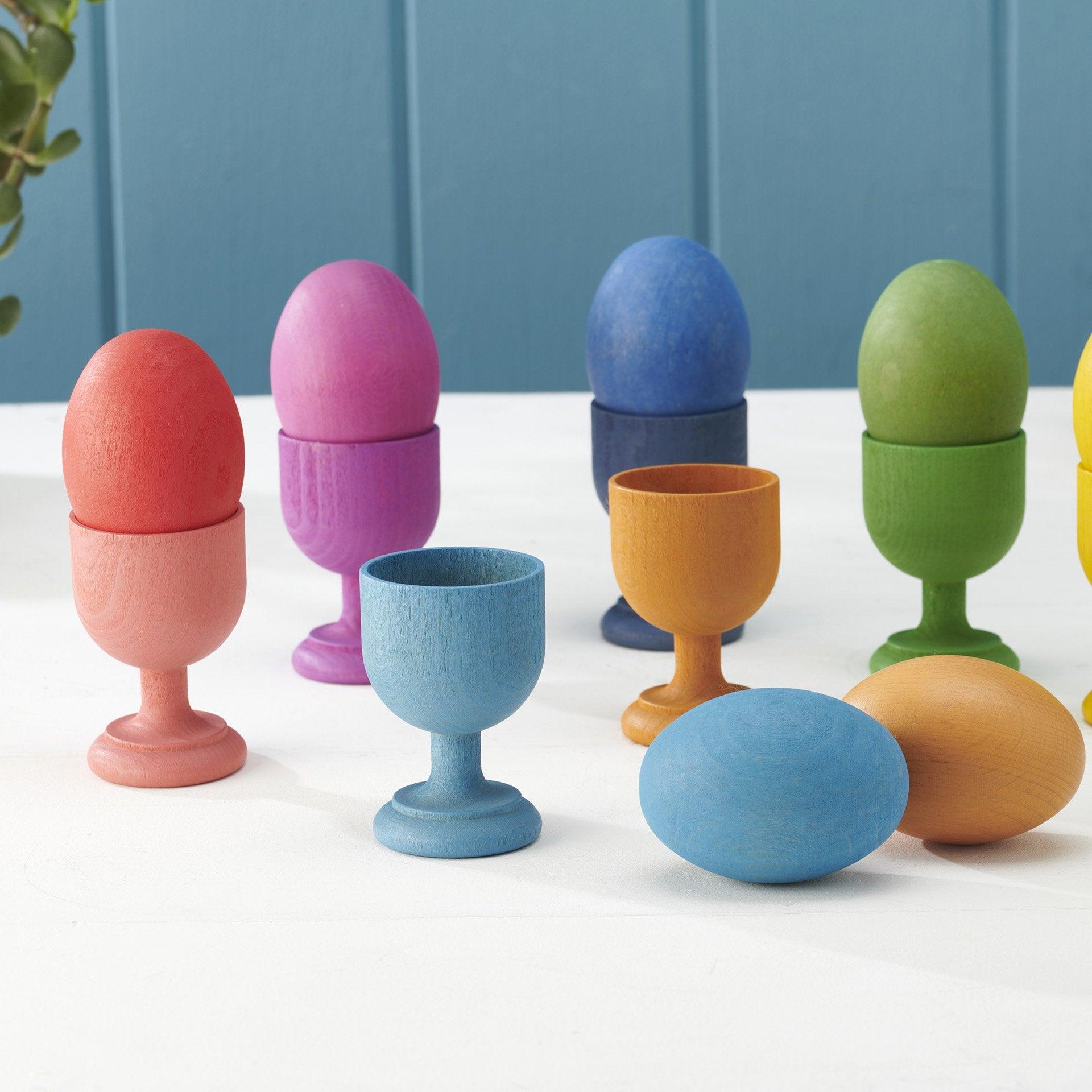 TickiT: podstawki do jajek Rainbow Wooden Egg Cups 7 el. - Noski Noski