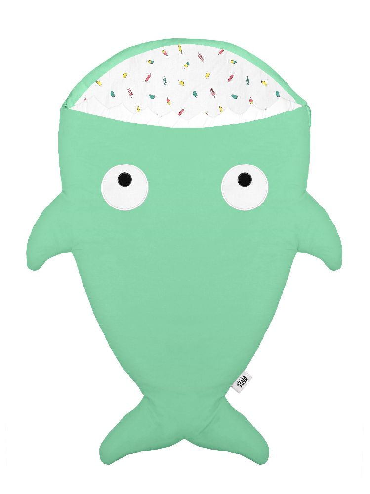 Śpiworek do spania Baby Bites Shark Ice Creams Mint Green 1-18 m, idealny do wózka i spacerówki, ciepły i przytulny.