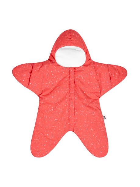 Kombinezon śpiworek Baby Bites Star Light Coral z nogawkami, idealny na wiosenne spacery, wykonany z bawełny.