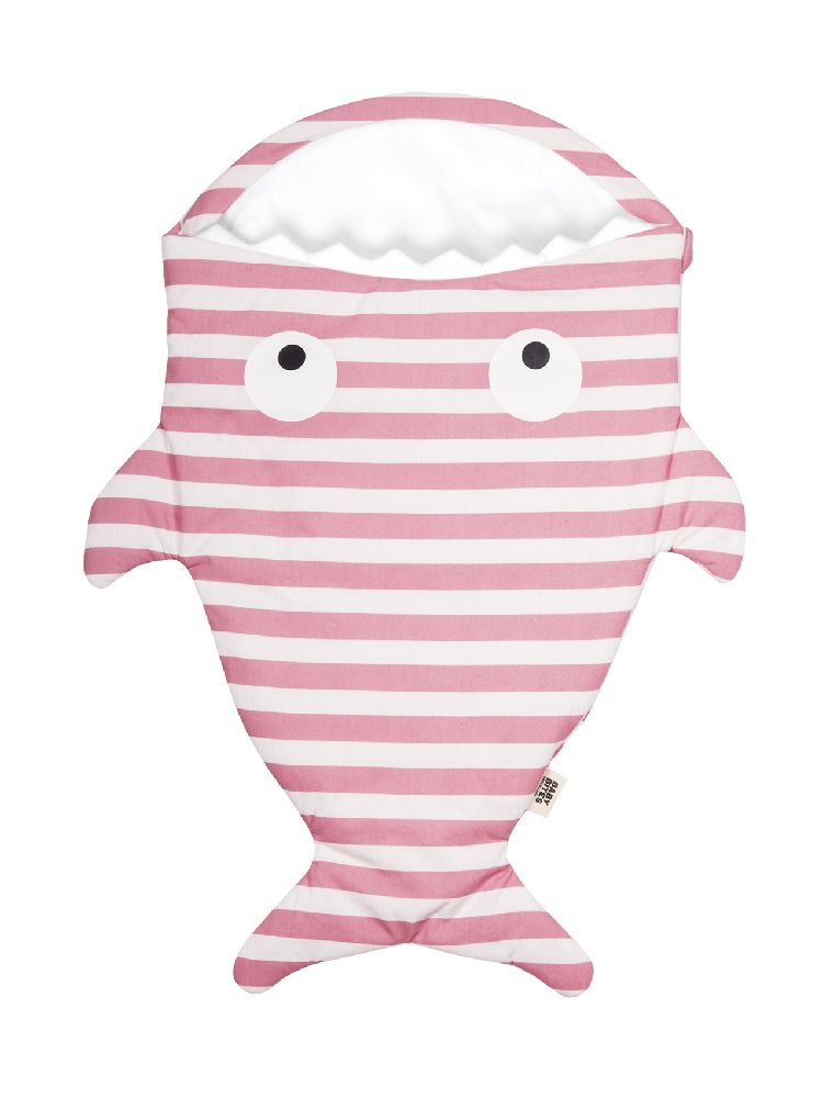 Śpiworek do spania Baby Bites Shark Sailor Pink 0-3 m, idealny do wózka i spacerówki, ciepły i przytulny dla niemowląt.