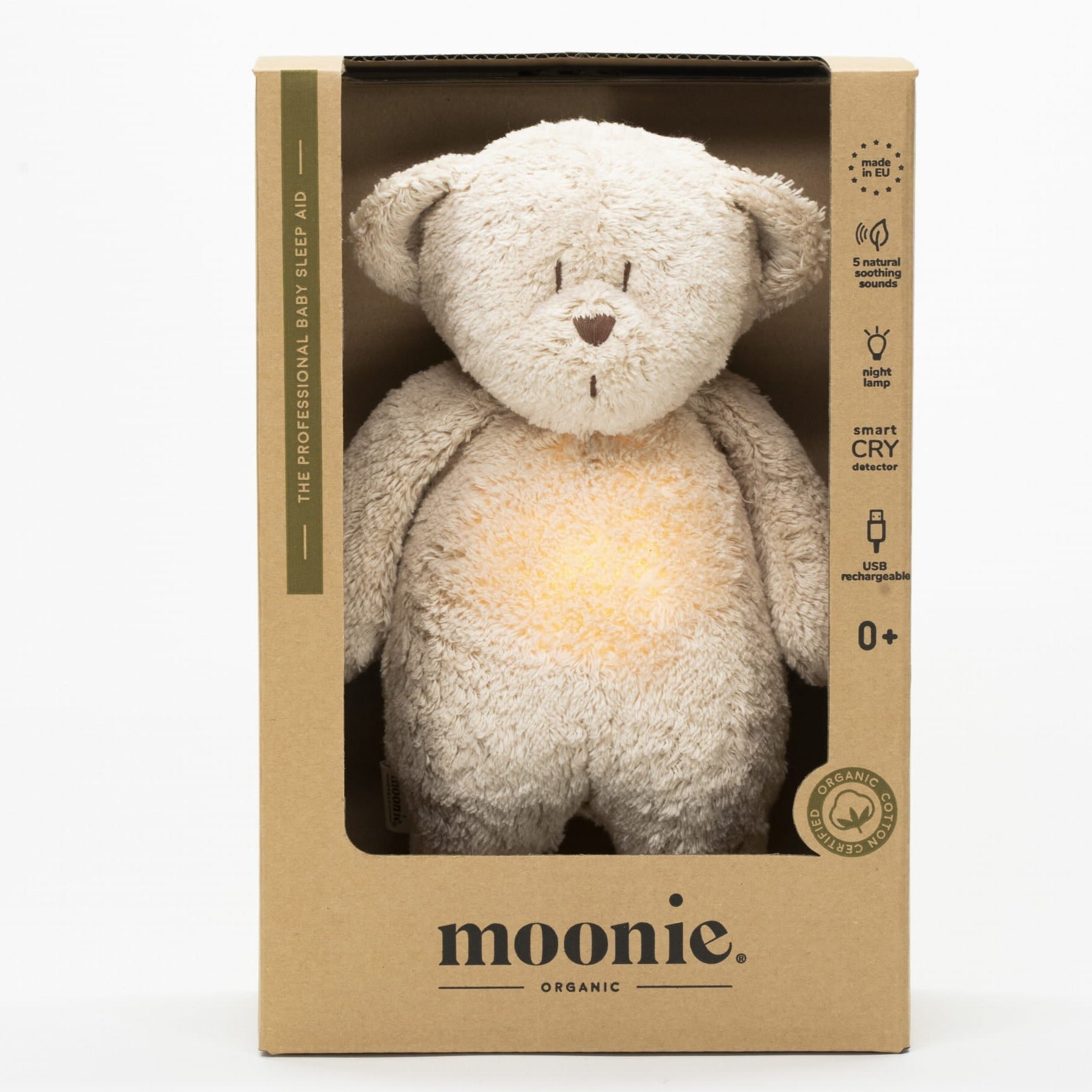 Moon: a rustling cuddly with a lamp bear Natur Organic