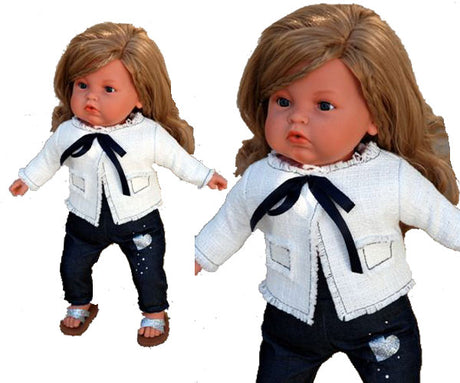 Interaktywna lalka Endisa Coco 500618 - mówi i śpiewa 14 zwrotów po polsku i hiszpańsku, idealna zabawka dla dzieci.