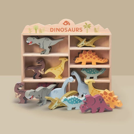 Drewniane figurki dinozaurów Tender Leaf Toys, ręcznie malowane, trwałe dinozaury zabawki dla kreatywnej zabawy dzieci.