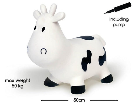 Biało-czarny skoczek w kształcie krówki Bs Toys dla dzieci, idealna zabawka do domu i na świeżym powietrzu.
