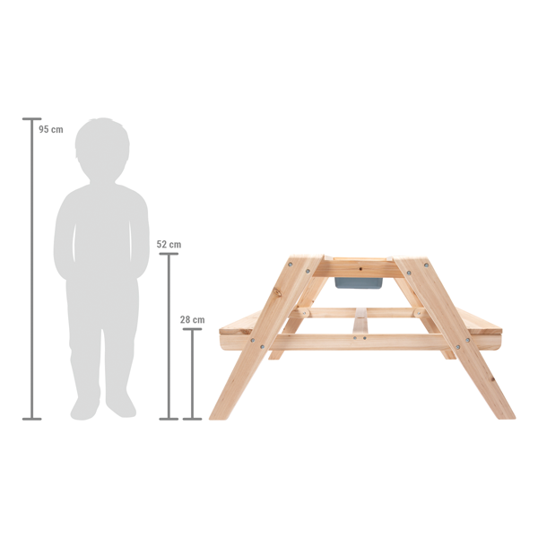 Small foot: a wooden table for playing in the Water & Sand Table garden