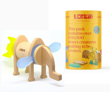 Klocki magnetyczne Lekkid Pustynia - drewniane, 22 elementy, 500 możliwości budowania figur, kreatywna zabawa dla dzieci.