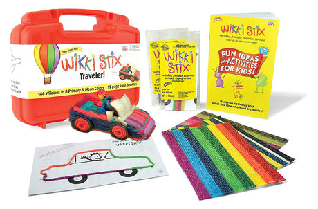 Kreatywna zabawka Wikki Stix, woskowe sznureczki w czerwonej walizce XL, 144 sztuki dla rozwijania wyobraźni i zdolności manualnych.