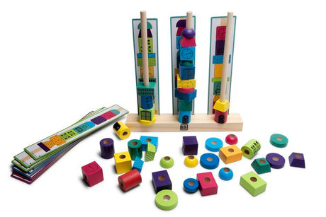 Mini wieża drewniana układanka Bs Toys - kreatywne klocki dla dzieci rozwijające zdolności manualne i intelektualne
