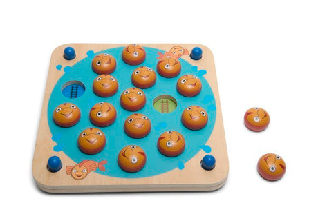 Drewniana gra edukacyjna Memo Bs Toys - 8 wymiennych wzorów, ćwiczy pamięć i koncentrację dzieci.