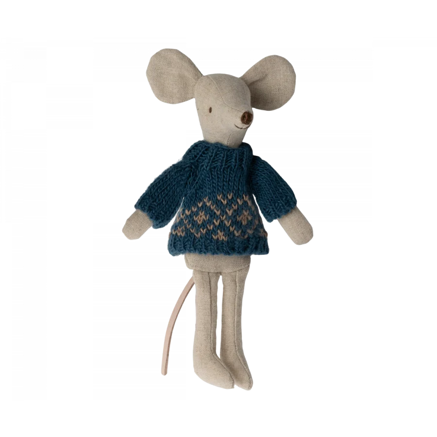 Maileg: ubranko dla myszki zimowy sweter Dad Mouse