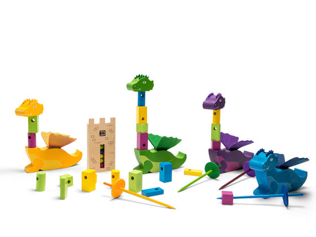 Drewniana gra zręcznościowa Wieża smoka Bs Toys - fascynująca układanka rozwijająca zręczność i koncentrację.