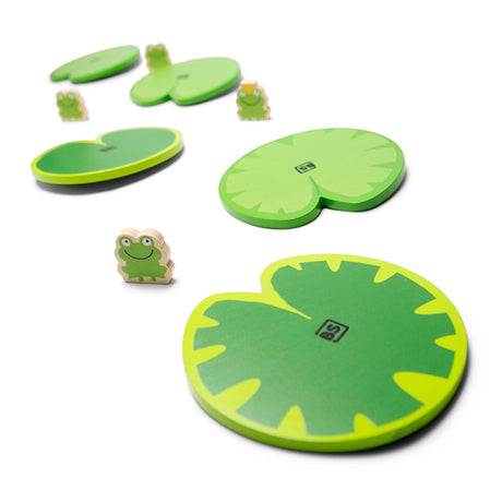 Gra dla dzieci Bs Toys Zbieraj żabki, drewniana zręcznościowa zabawa rozwijająca koordynację i umiejętność balansowania.