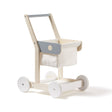 Wózek na zakupy Kids Concept Kids Hub z drewna i bawełnianą torbą, stabilny i funkcjonalny, idealny dla dzieci do zabawy w sklep.