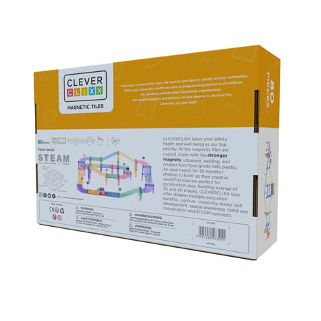 CleverClixx - велика гоночна доріжка пастельних магнітних блоків - 80 ел.