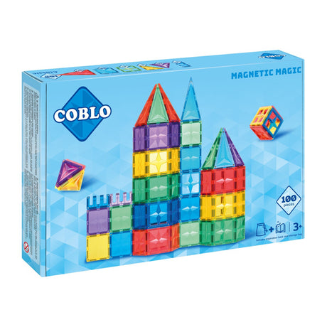 Klocki magnetyczne konstrukcyjne Coblo Basic 100 elementów rozwijające kreatywność i umiejętności manualne dzieci.