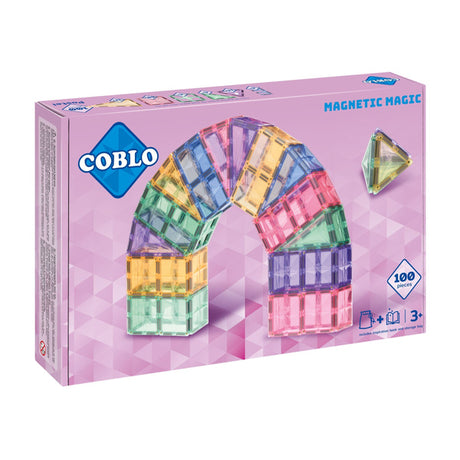 Kreatywne Klocki Magnetyczne Coblo Pastel 100 Elementów – pobudzaj wyobraźnię i buduj 2D/3D konstrukcje edukacyjne.