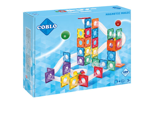 Klocki magnetyczne Coblo Kulodrom 100 elementów, kreatywne konstrukcje, zabawki edukacyjne dla dzieci.